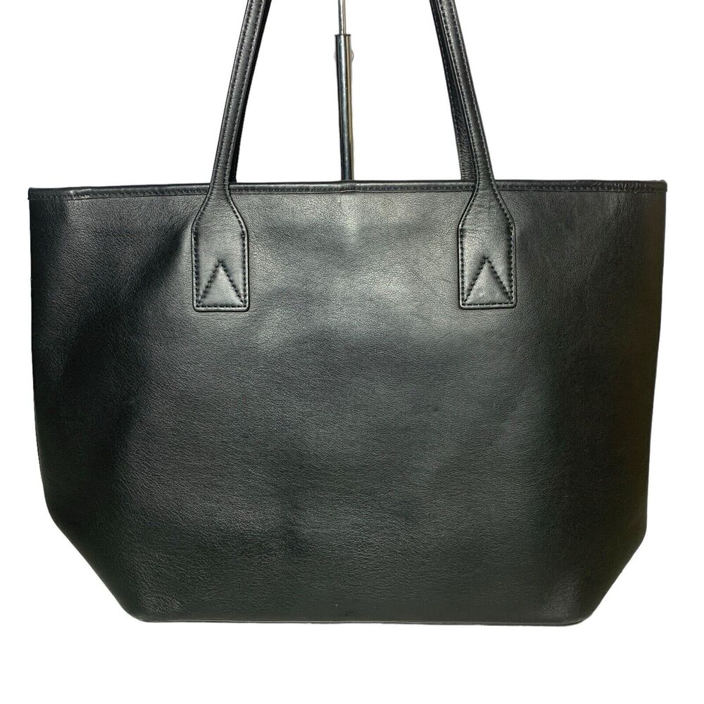 Aritzia Auxiliary Black Leather Tote Bag Purse Carry All + Coin Purse EUC - Picture 3 of 16